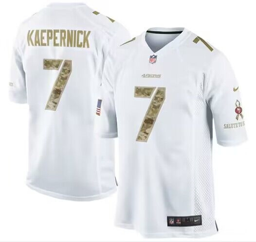 Men's San Francisco 49ers #7 Colin Kaepernick White Salute To Service Limited Stitched Football Jersey Men's San Francisco 49ers #7 Colin Kaepernick White Salute To Service Limited Stitched Football Jersey